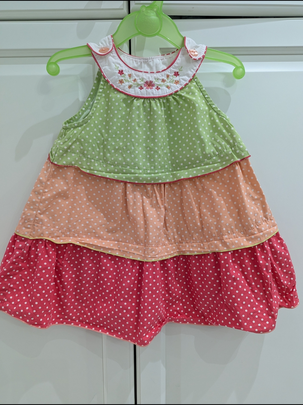 5/$35 Baby Fogs Baby Girl Polka Dot Tiered Dress – Size 18M